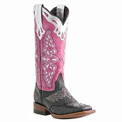Stivali da equitazione da donna Vintage Chunky Heel Cowgirl Cowboy a metà polpaccio quadrato in pelle Broderie Stivali da equitazione