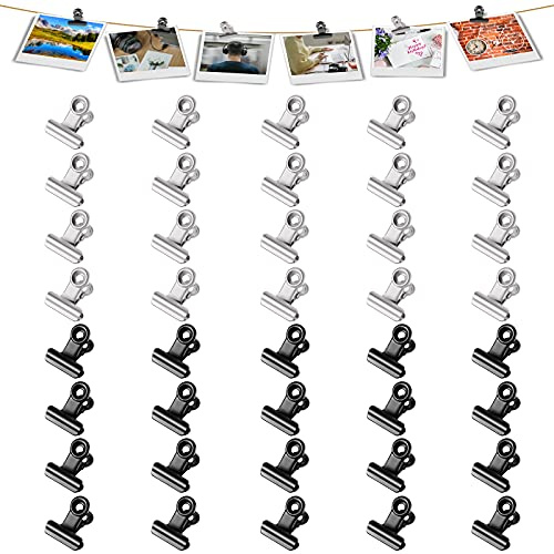 Molain 40 st metallpärmklämmor, 22 mm (0,87 tum), mini, små, matpaket och pappersklämmor för hem och kontor