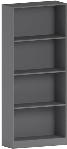 Vida Designs Cambridge 4-stöckiges großes Bücherregal, graues Holzregal