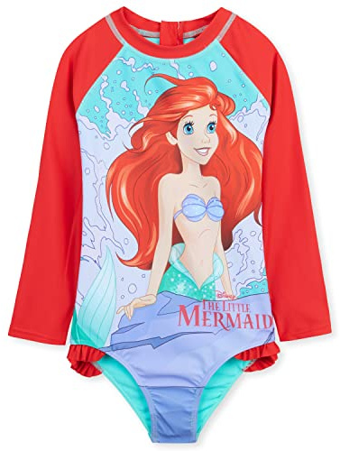 Disney Pieza Única Bañador para Niñas con Mangas Largas - Regalos de Stitch (Rojo Ariel, 4-5 años)
