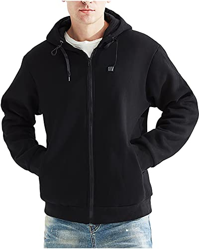 Yolimok Veste Chauffante Hommes Longue Manche, Sweatshirt Chauffante Homme LéGer Cotton Chauffante Femme Avec Electrique 7 Zones de Chaleur 3 TempéRatures Veste Chauffant Pour Hiver Moto Chasse