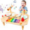 LZDMY Instrument de Musique Bebe Tambour Enfant, Ensemble de Batterie, Jeux Montessori 1 2 3 4 5 Ans, Table Musicale Jouets en Bois, Jouets de Percussion, Cadeau d'anniversaire Noël Fille Garçons
