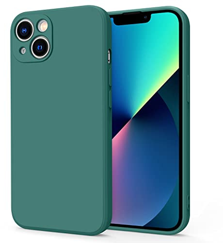 AK Funda para iPhone 13,Funda de Liquida Silicona con Forro de Microfibra Suave para iPhone 13(Verde Oscuro)