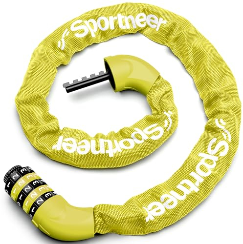 Candado de bicicleta, cable para bloqueo de bicicleta, Sportneer candado para bicicleta, alta seguridad con 5 dígitos del código antirrobo para bicicleta, cadena para motocicletas/bicicletas/7 mm x
