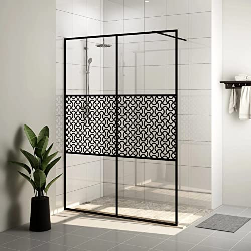 LAPOOH Box doccia accessibile vetro ESG chiaro nero 140 x 195 cm, divisorio per vasca da bagno, doccia box doccia, box doccia, box doccia 151032