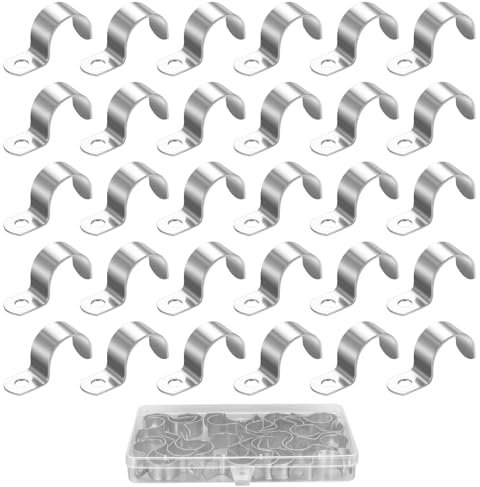 30 Pcs Collier de Serrage Inox, Collier de Fixation Tuyau Ø 19 à 20 mm, Attache Fixer Grillage Rigide Traille Trou, Collier Serrage pour Clip Tuyau, Supports de Tuyaux pour Fixation Attache Tube