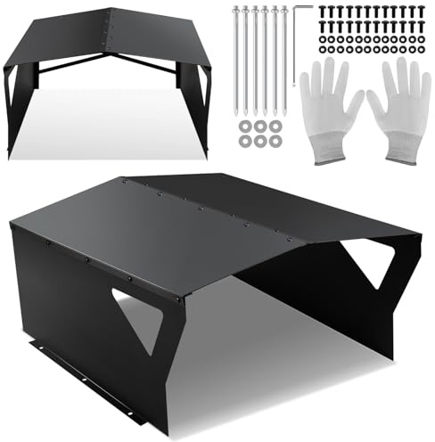 Herrselsam Tettoia di protezione zincata per tosaerba, robot tosaerba, con guanti e protezione UV, ideale contro pioggia e grandine, 78 x 60 x 34 cm, colore nero