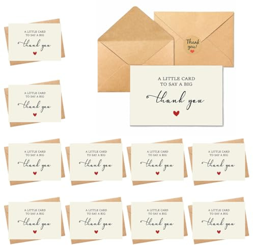 YUZNA 10 unidades Tarjetas de Agradecimiento y Felicitación DIY personalizables con Sobres y Pegatinas,Papel Kraft Retro,Postales 3D Decoradas con Flores Secas para bodas,cumpleaños y más