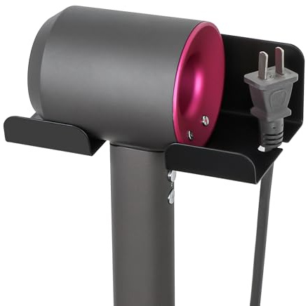 SAYAYO Soporte Secador de Pelo sin Taladro, SUS304 Acero Inoxidable Soporte para Secador de Pelo, Negro Soporte Secador con Orificio para Almacenamiento de Cables
