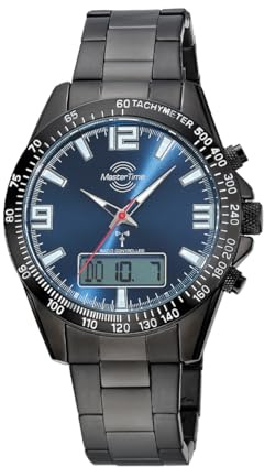 Master Time Funk Quarz Herren Uhr Analog mit digitalem Datum und Edelstahl Armband MTGA-10952-32M