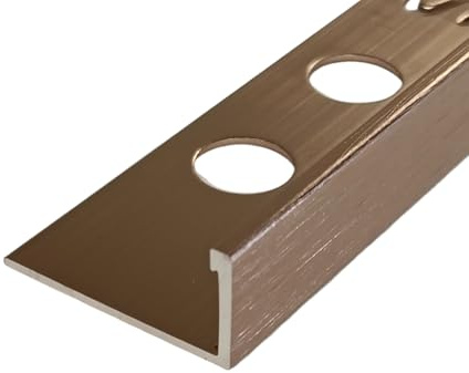 Acorn Tiles Brushed Bronze Metal Tile Trim, 12.5mm, 5 Pieces, 250cm Length, Professional Tile Edging Strips for Wall and Floor