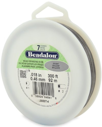 Beadalon 7 Strand Stainless Steel Bead Stringing Wire, 0.018 in / 0.46 mm, Bright, 300 ft / 91 m