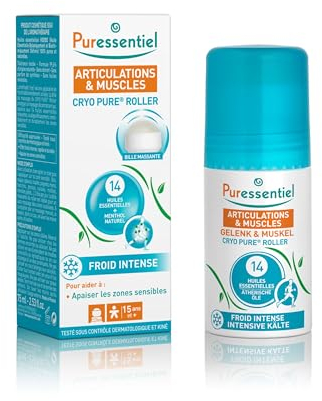 Puressentiel Muscles and Joints Cryo Pure Roller 75 ml – Fast and Natural Pain Relief – Soothing and Long Lasting Cooling Sensation – Natural Menthol and 14 Essential Oils