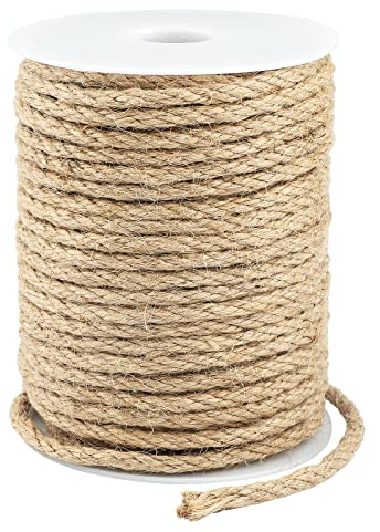 KINGLAKE 30m Garden Jute Rope Cord 6mm Hemp Rope String Thick Brown Twine for Craft, Packing, Decoration, Gardening
