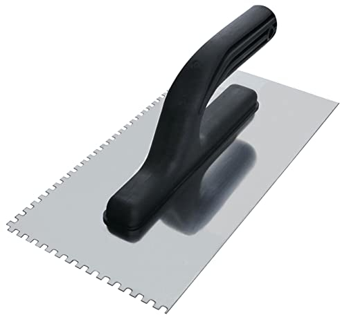 AERZETIX - C54540 - Llana de cola rectangular - con dientes 4x4mm - alisadora dentada para azulejos - espátula dentada - 270x125mm - hoja en acero