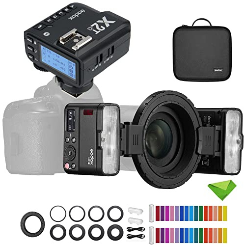 Godox MF12 MF12-K2 Macro Flash con trigger Godox X2T-O per Olympus/Panasonic, flash anulare da 12 W, controllo wireless 2,4 G, modalità TTL/M, batteria al litio integrata da 3,7 V/6,29 W