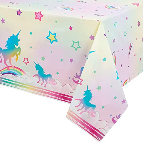 WERNNSAI Einhorn Tischdecken - Einhorn Party Zubehör 137 x 274cm Drucken Kunststoff Tischdecke für Mädchen Geburtstag Babydusche Einhorn Motto Party Dekorationen