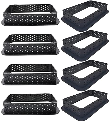 Qanye 8 Pièces Moule à GâTeau Mousse, Moule à Anneau de Tarte à la Mousse Moule, Moule à Gâteau Perforé, Outils pour Anneau de Dessert Cuisson Bricolage (Rectangulaire)