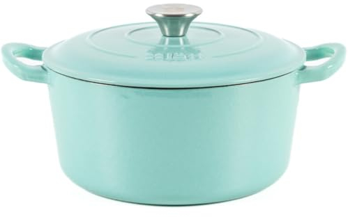 Lätt Home Cocotte Gusseisen, emailliert, minzgrün, rund, 23 x 11 cm, 4 l, elegant, robust, speziell für Induktion und für alle Herdarten geeignet