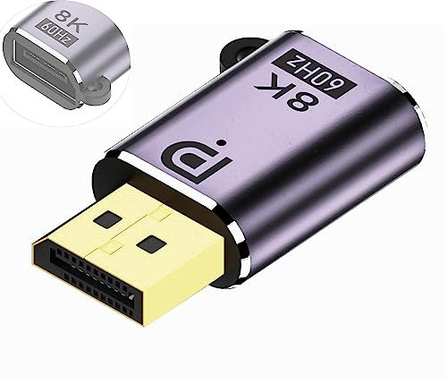 SHANFEILU Adaptador DP a DP DisplayPort 1.4 Adaptador 8K a 60Hz DP macho a DP hembra Extend Conector con agujero e indicador LED para proyector, portátil, monitor HDTV