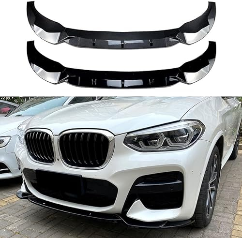 AMAIR Auto Frontlippe Frontspoiler für BMW X3 X4 G01 G02 M Pack 2018-2021,Frontlippe Spoiler Protector Car Styling Karosserie-Anbauteile,A/Black