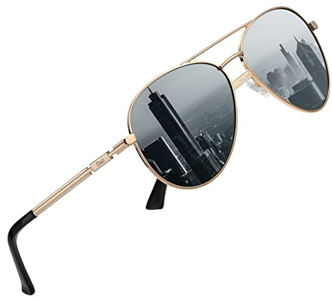 DUCO Lunettes de soleil pour homme - Lunettes de soleil polarisées pour homme et femme - Cadre en métal rétro - Unisexe - Aviateur UV400 - Miroir - Pilote 3025K, 59