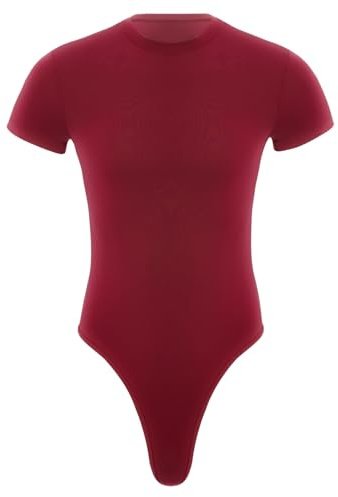 Hedmy Herroverall kortärmad tröja kropp män onepiece overall öppen steg stringbody high cut jumpsuit gym workout outfts, Burgund, XXL