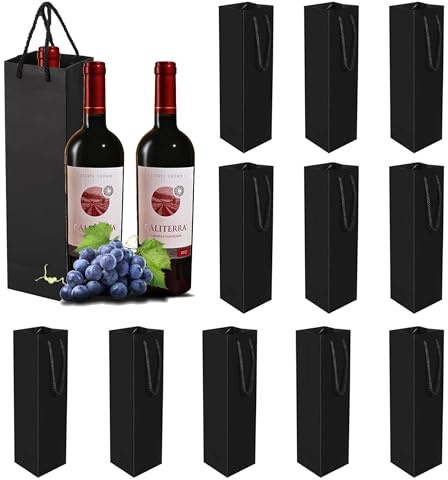 Presentpåsar flaskor, 12 stycken kraftpapper vin presentpåsar, vin champagne presentpåse, flaskpåsar presentpåsar med handtag för jul bröllop födelsedagsfest
