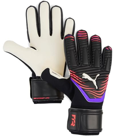 Puma Unisex Future Match Negative Cut Goalkeeper Gloves, Puma Black-Glowing Red-Purple Glimmer SS25, 9