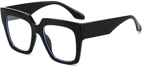 LJCZKA Oversized Square Blue Light Glasses for Women Men Computer Glasses Thick Frame Anti Eyestrain Headache for Reading, Texting & Gaming