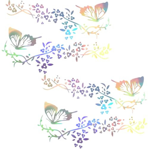 GORGECRAFT 4 par fjärilsblommor bildekaler reflekterande självhäftande bilsida kroppsklistermärke bil exteriör stötfångare huva dekoration för bil lastbil fordon väggkonst laptop vinsboro 28,7 x 10,9