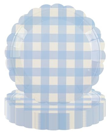 PUEVENYI 50PCS Light Blue Scalloped Paper Plates, 7Inch