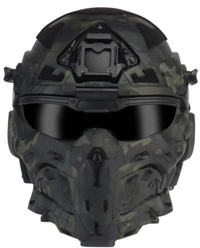 OBIOCKIDAY HL-98 Tactical Helmet with Built-in Communication Earphone, Anti-Fog Fan Replaceable Lenses, Military Airsoft Helmet Tactical Gear for Men Women, Cosplay, CS