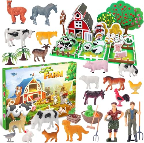 ImnBest Adventskalender 2025 Junge 3 4 5 6 7 8 9 10 Jahre - Bauernhof Adventskalender-Tiere Bauerhof Adventskalender Tiere Hunde Farm Weihnachtskalender für Klein Kinder Jungen Mädchen
