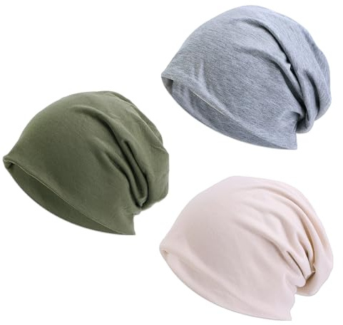 Lytonix 3 stycken slouchy beanie-mössa för kvinnor och män, kemohuvudbonad mössor, lätt mössa sovmössa, tunn och lätt, tunn mössa unisex vår sommar och höst vinter