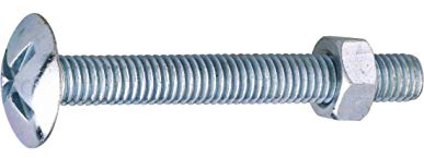 Viswood 601B6070 Boîte de 100 Boulons poêlier Filetage total 6,0 x 70 Acier Zingué Blanc