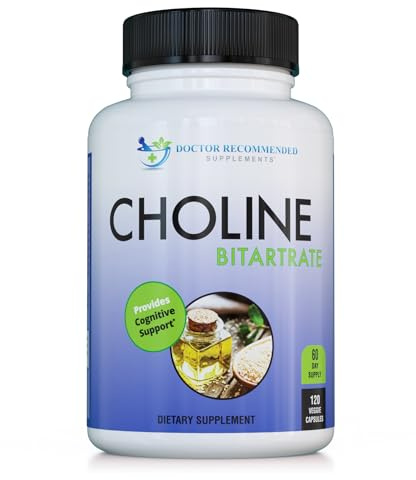 Premium Choline - 500 mg - 120 Veggie Capsules - by DOCTOR RECOMMENDED SUPPLEMENTS - Supports Cognitive Health, Memory & More