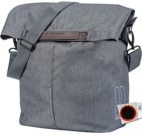 Basil Seitentasche City Shopper 16L Grey Melee Fahrrad Tasche + SCHLAUCHFLICKEN