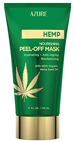 Azure Cosmetics Hemp Nourishing Peel Off Facial Mask- Anti Aging & Hydrating Face Masks - Removes Blackheads, Dirt & Oils - With Hemp Oil and Hyaluronic Acid - Skin Care - 150mL / 5 fl.oz.