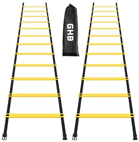 GHB Pro Agility Ladder 2 Pack Agility Training Ladder Speed 12 Rung 20ft with Carrying Bag