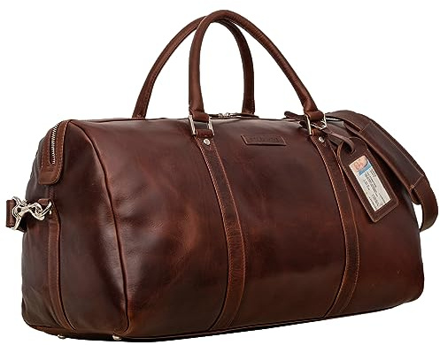 STILORD Herkules Borsa da Viaggio Grande in Pelle Weekender da Uomo Borsa Grande in pelle Borsa Sportiva da Donna Borsa da Weekend Pelle Colore:sonora - cognac