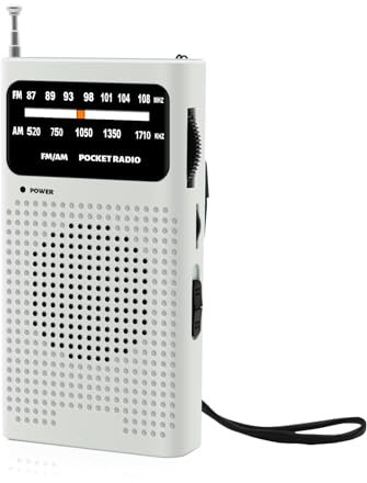 Benss Small Radios Portable AM FM, transistor radios 2AA Battery Operated with Best Reception, Radio with Speaker & Headphone Jack, Pocket Radio for Indoor, Outdoor and Emergency Use(White)