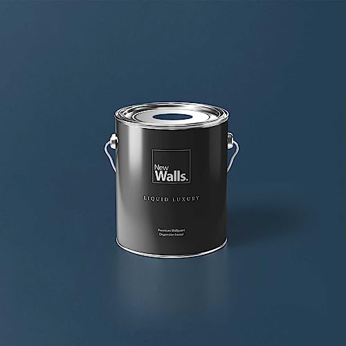 New Walls Premium Wandfarbe Blau, Dunkelblau Liquid Luxury Dispersionsfarbe für Innenräume – 2,5 L