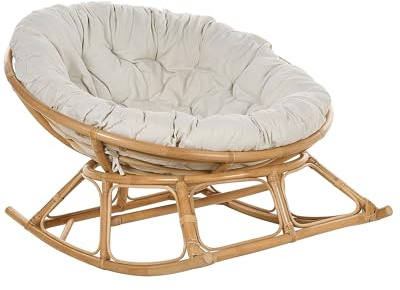Beliani Fauteuil à Bascule Rond en Rotin Ton Naturel et Beige Clair Empilable Orvieto