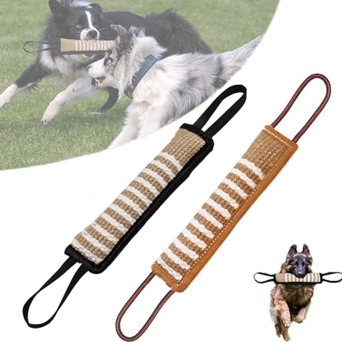 Euyaita 2 Stück Beisswurst für Hunde Jute Beisswurst mit 2 Griff Robustes Hundespielzeug für K9 IGP IPO Training Tauziehen und Zerrspiele mit Hund Hundebiss Schlepper Spielzeug Hundesport (Schwarze)
