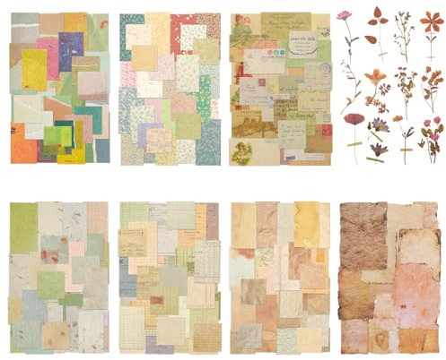 445 Blätter Scrapbook Papier Vintage Ästhetik Decoupage Papier Tagebuch Bastelpapier Aufkleber Set Fotoalbum Journaling Notizbuch Scrapbooking Zubehör DIY Bastelarbeiten