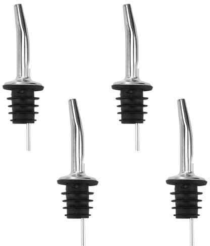 KTHZI 4Pcs Oil Wine Bottle Pourer Stainless Steel Freeflow Spirit Speed Pourers with Tapered Spout for Drinks Liquor Cocktail Bar Home Syrup Vinegar