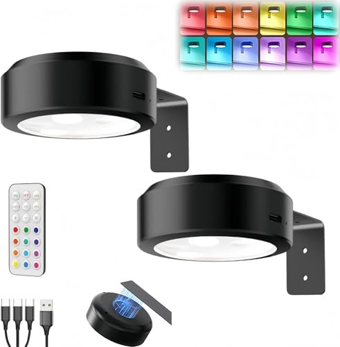 Genérico Aplique Luz Cuadros Sin Cable, Lampara Pared Recargable USB Focos LED Cuadro Mando a Distancia Luces Expositores Batería Lámpara Imagen Inalámbrica Luz Adhesiva Pared para Vitrina