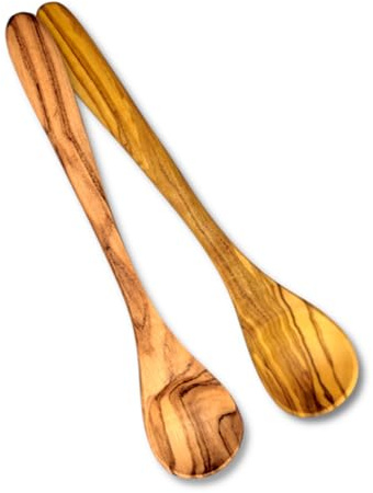 Stilux® Lot de 2 petites cuillères en bois d'olivier de 14 cm - Cuillères à café de qualité supérieure - Cuillères à dessert - Cuillère à confiture - Cuillère à glace - Cuillère à sucre - Cuillère