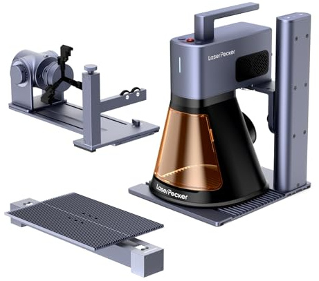 LaserPecker LP2 Plus 10W 450nm Diode Laser Engraver with Rotary Extension and Slide Extension, Laser Engraving Machine with Speed 4000mm/s and Resolution 4K, for 150+ Materials Supported
